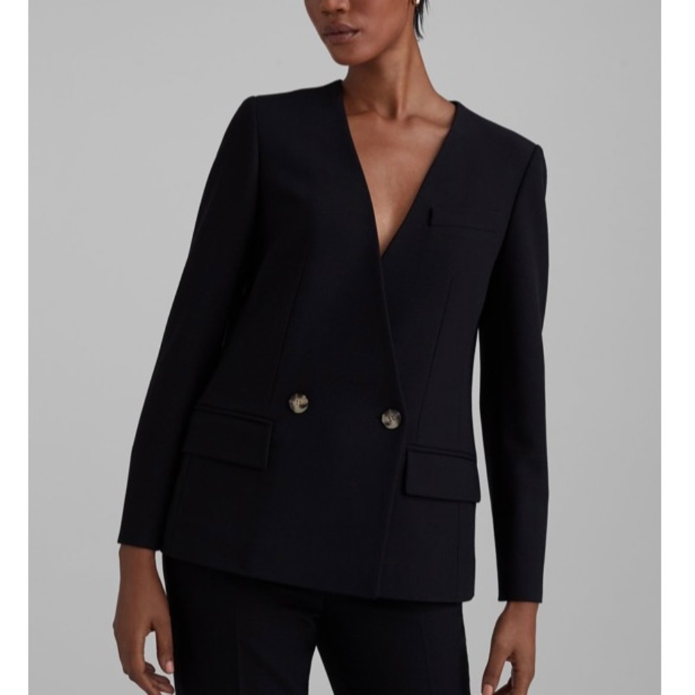 collar less blazer jet black CLUB MONACO